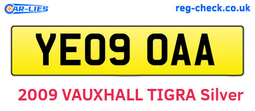 YE09OAA are the vehicle registration plates.