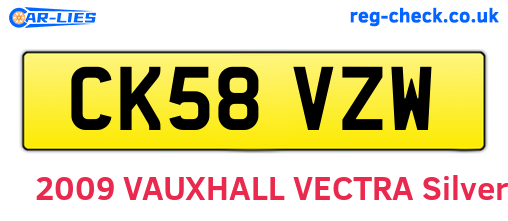 CK58VZW are the vehicle registration plates.