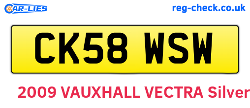 CK58WSW are the vehicle registration plates.