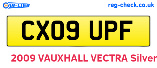 CX09UPF are the vehicle registration plates.