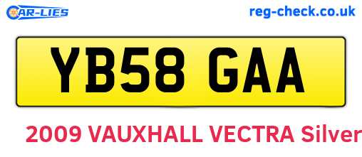 YB58GAA are the vehicle registration plates.
