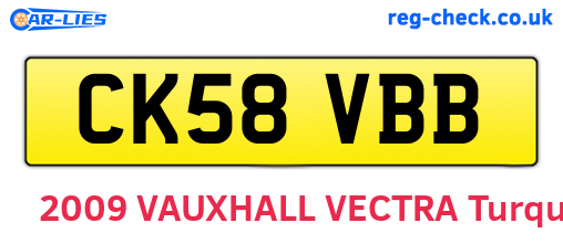 CK58VBB are the vehicle registration plates.
