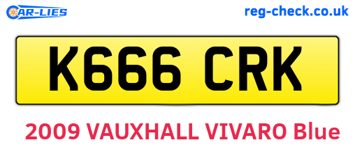 K666CRK are the vehicle registration plates.