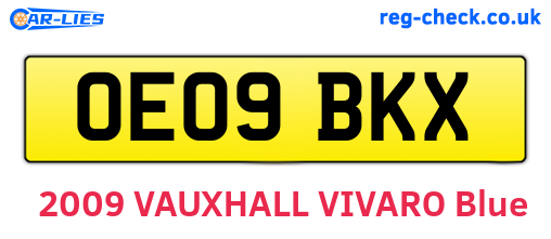 OE09BKX are the vehicle registration plates.