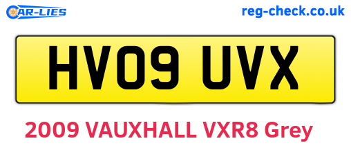 HV09UVX are the vehicle registration plates.