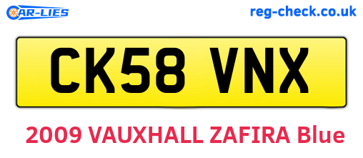 CK58VNX are the vehicle registration plates.
