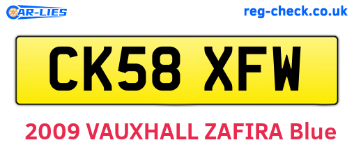 CK58XFW are the vehicle registration plates.
