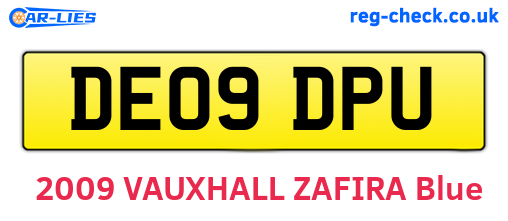 DE09DPU are the vehicle registration plates.