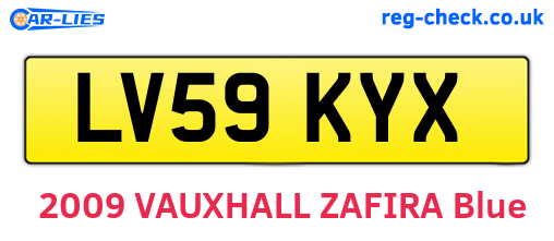 LV59KYX are the vehicle registration plates.
