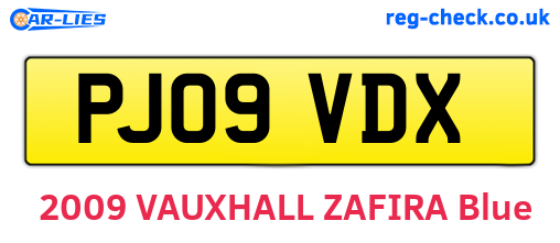PJ09VDX are the vehicle registration plates.