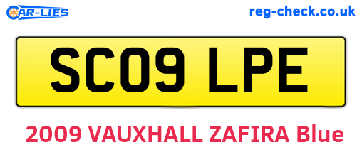 SC09LPE are the vehicle registration plates.