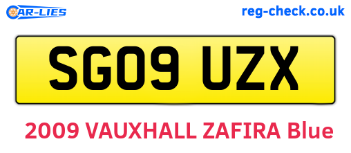 SG09UZX are the vehicle registration plates.