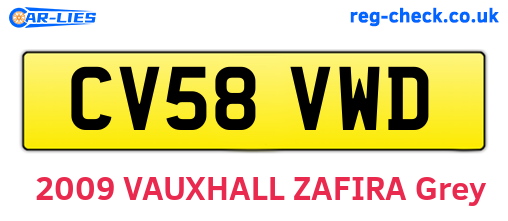 CV58VWD are the vehicle registration plates.