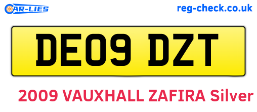 DE09DZT are the vehicle registration plates.