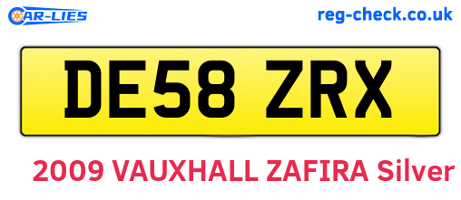 DE58ZRX are the vehicle registration plates.