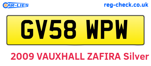 GV58WPW are the vehicle registration plates.
