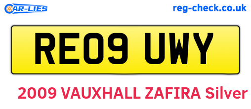 RE09UWY are the vehicle registration plates.