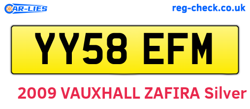 YY58EFM are the vehicle registration plates.