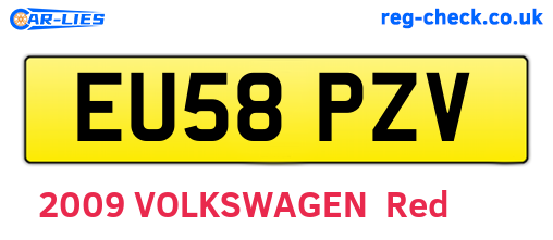 EU58PZV are the vehicle registration plates.