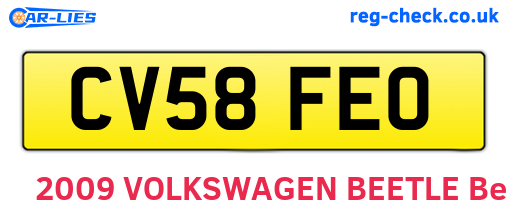 CV58FEO are the vehicle registration plates.
