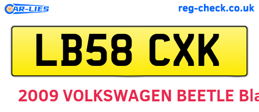 LB58CXK are the vehicle registration plates.