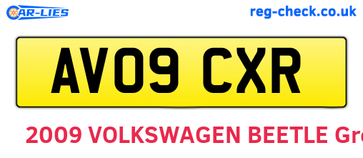 AV09CXR are the vehicle registration plates.