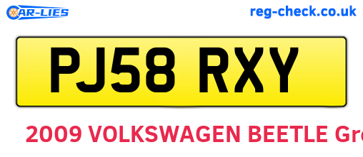 PJ58RXY are the vehicle registration plates.