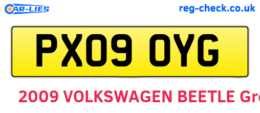PX09OYG are the vehicle registration plates.