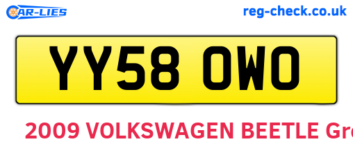 YY58OWO are the vehicle registration plates.