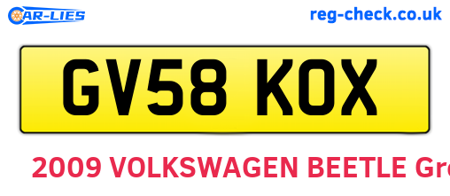 GV58KOX are the vehicle registration plates.