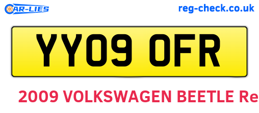 YY09OFR are the vehicle registration plates.