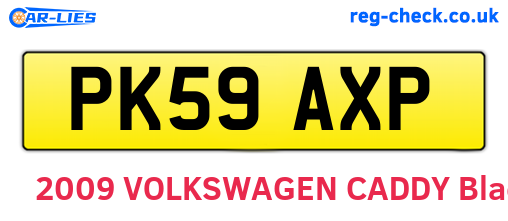PK59AXP are the vehicle registration plates.