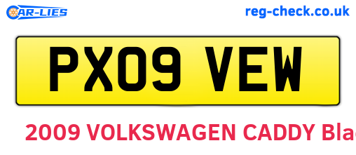 PX09VEW are the vehicle registration plates.