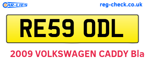 RE59ODL are the vehicle registration plates.