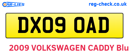 DX09OAD are the vehicle registration plates.
