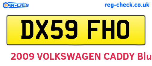 DX59FHO are the vehicle registration plates.