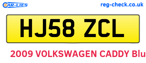 HJ58ZCL are the vehicle registration plates.