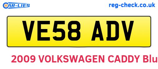 VE58ADV are the vehicle registration plates.