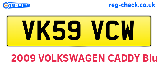 VK59VCW are the vehicle registration plates.