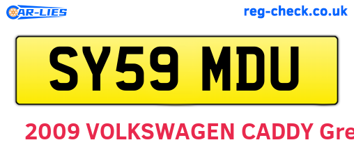 SY59MDU are the vehicle registration plates.