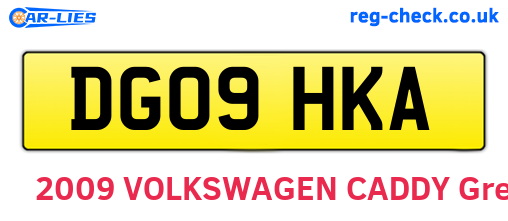 DG09HKA are the vehicle registration plates.