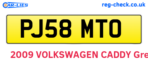 PJ58MTO are the vehicle registration plates.