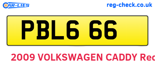 PBL666 are the vehicle registration plates.
