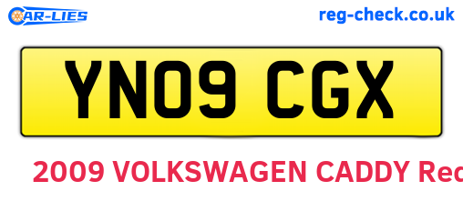 YN09CGX are the vehicle registration plates.