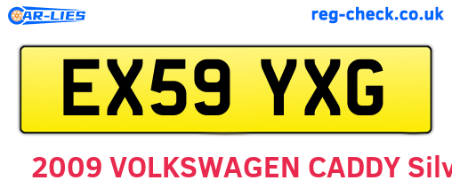 EX59YXG are the vehicle registration plates.