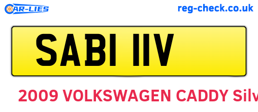 SAB111V are the vehicle registration plates.