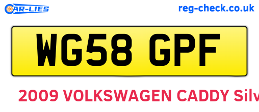 WG58GPF are the vehicle registration plates.