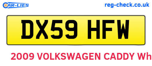 DX59HFW are the vehicle registration plates.