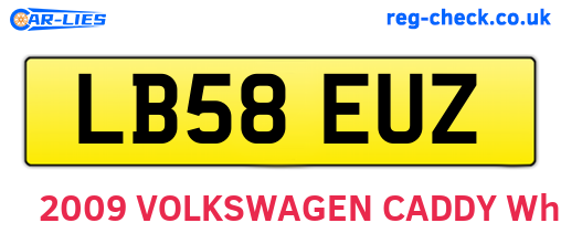 LB58EUZ are the vehicle registration plates.