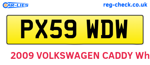 PX59WDW are the vehicle registration plates.